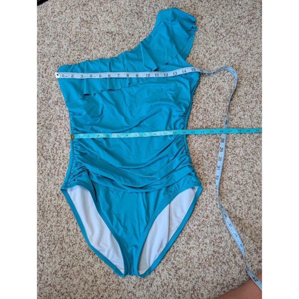 HILOR Women's Swim suit, size 10, one Shoulder, Ruffle; Structured boddice - Picture 5 of 8